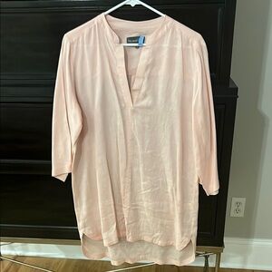 Michael Stars Pink Relaxed Tunic with Mandarin‎ Collar